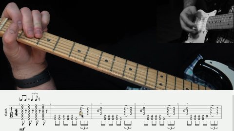 Blues Guitar Lessons - Rhythm Of The Week #19<br/>Mixing simple E-Form chord embellishments with a blues shuffle.